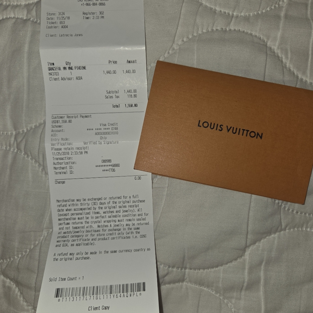 AUTHENTIC LOUIS VUITTON Classic Monogram in Brown and Tan GRACEFUL MM - Picture 17 of 17